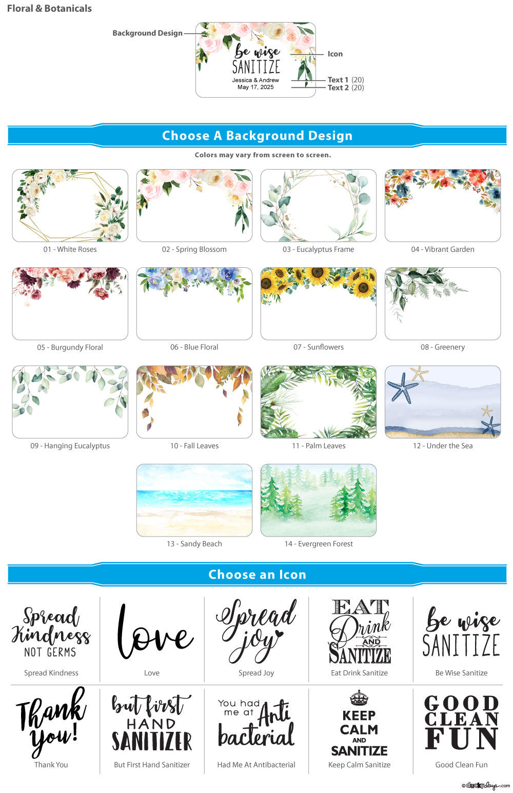 Floral &amp; Botanicals Personalized Hand Sanitizers