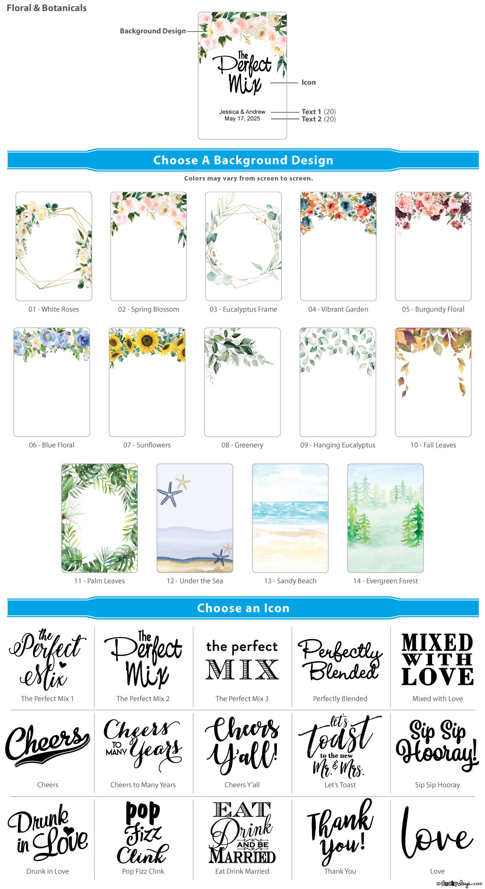 Floral &amp; Botanicals Personalized Cocktail Mixes