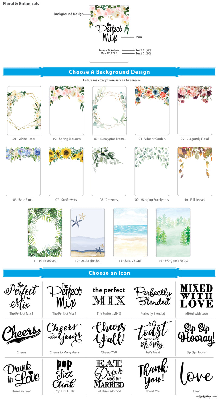 Floral &amp; Botanicals Personalized Cocktail Mixes