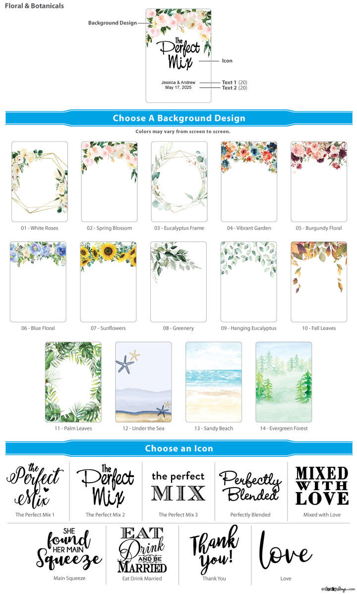 Floral &amp; Botanicals Personalized Lemonade Favors