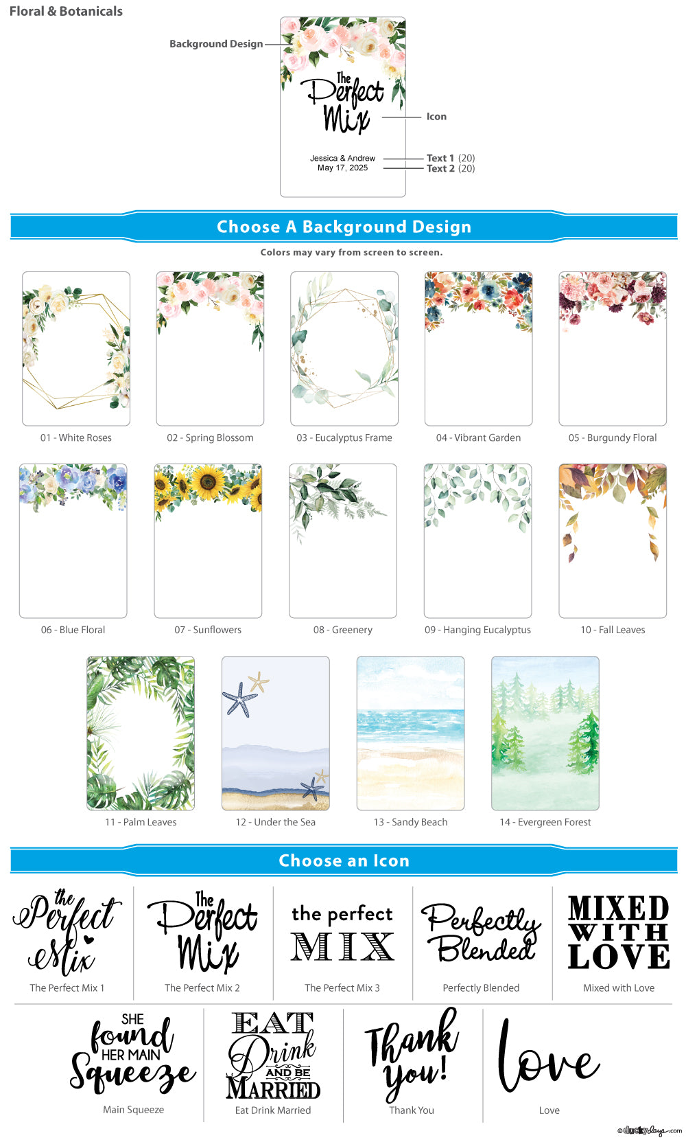 Floral & Botanicals Personalized Lemonade Favors