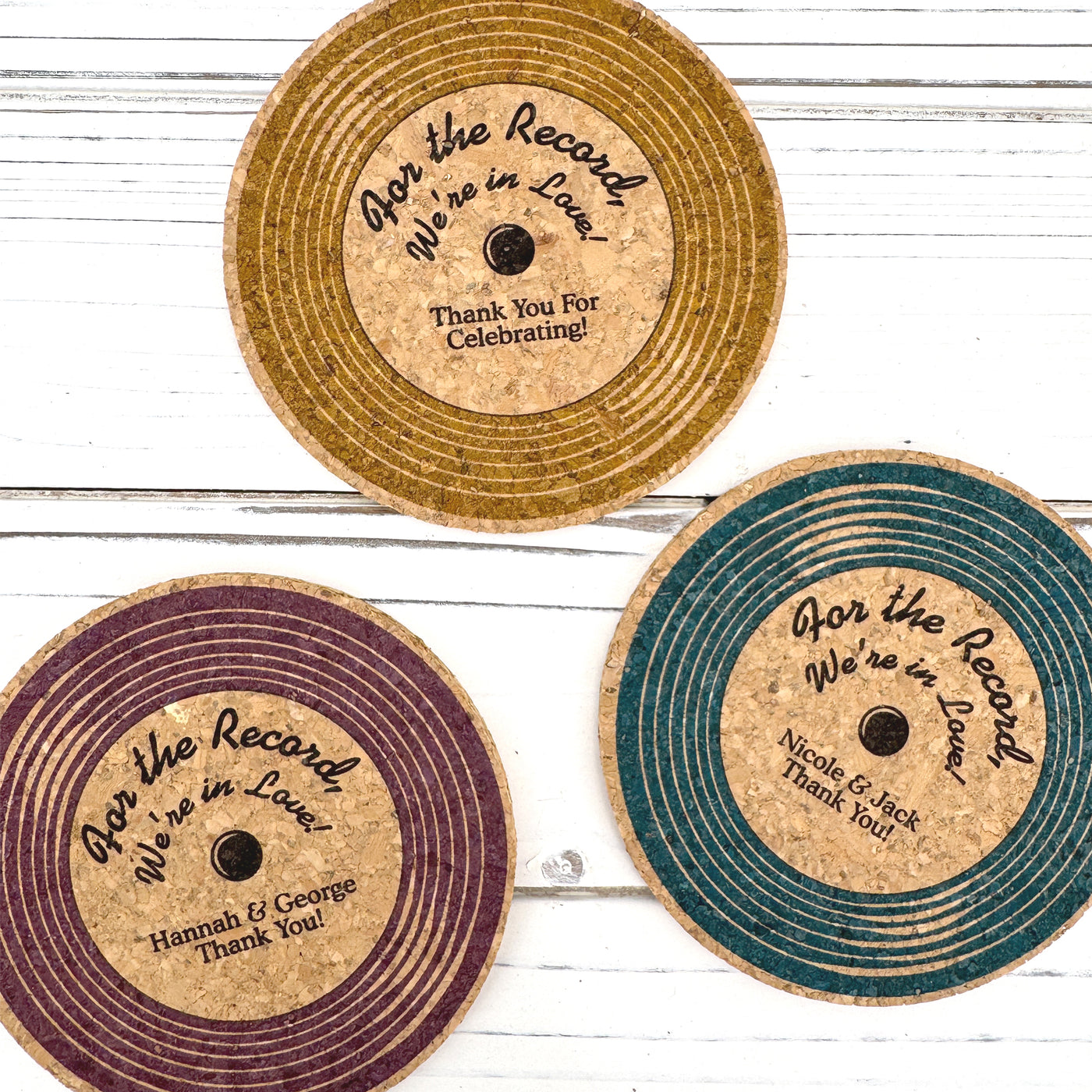 Personalized Vinyl Record Cork Coaster