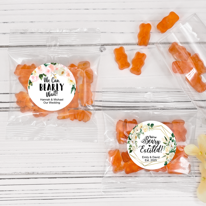 Floral &amp; Botanicals Gummy Bear Favors - Champagne Flavor