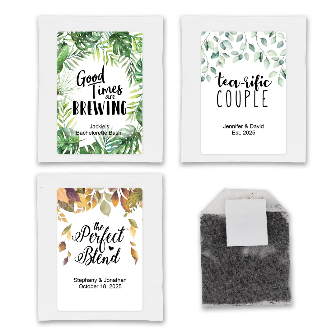 Floral &amp; Botanicals Personalized Tea Bag Favors