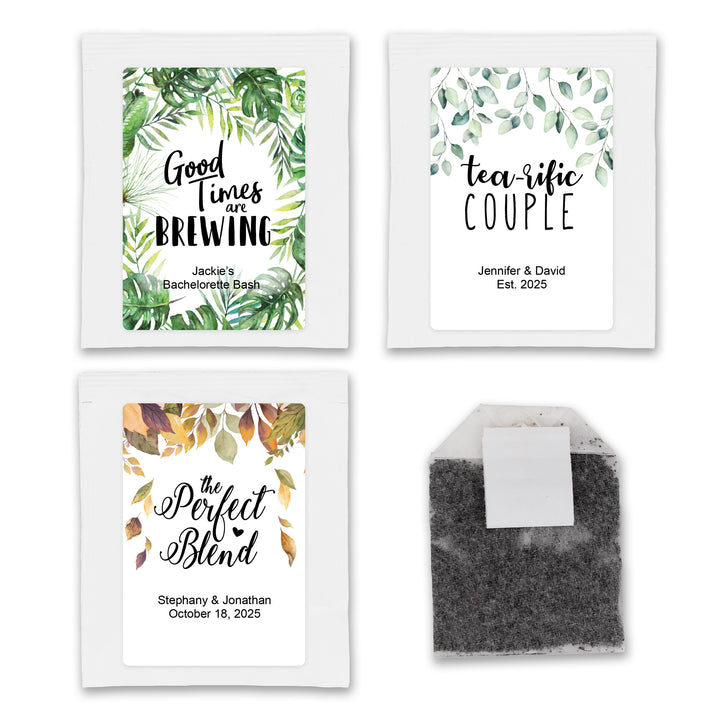 Floral &amp; Botanicals Personalized Tea Bag Favors