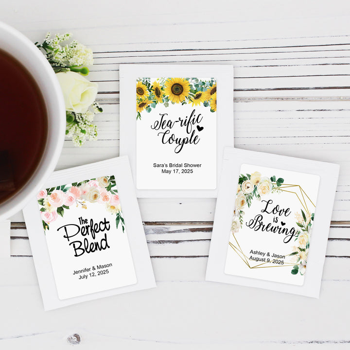 Floral &amp; Botanicals Personalized Tea Bag Favors