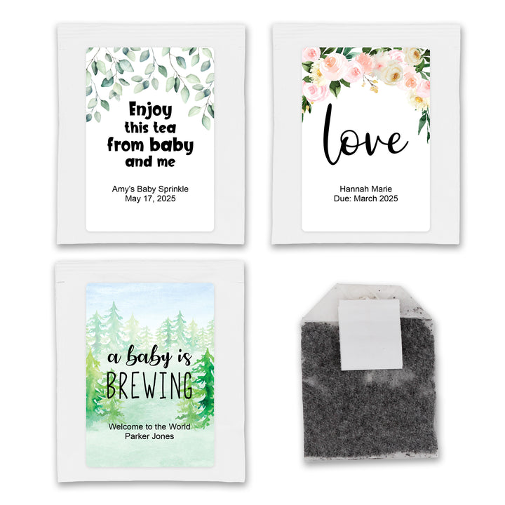 Floral &amp; Botanicals Personalized Tea Bag Favors