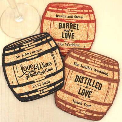 Ducky Days 8417151 4 in. Dia. Eat Drink & Be Married Round Cork Coasters - Set of 4