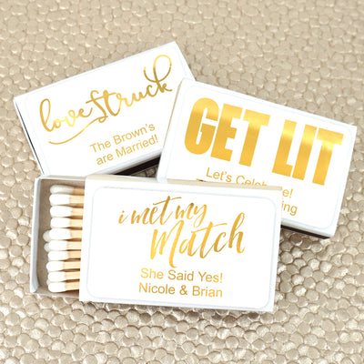 Perfect Match Metallic Foil Personalized Matches - Set of 50