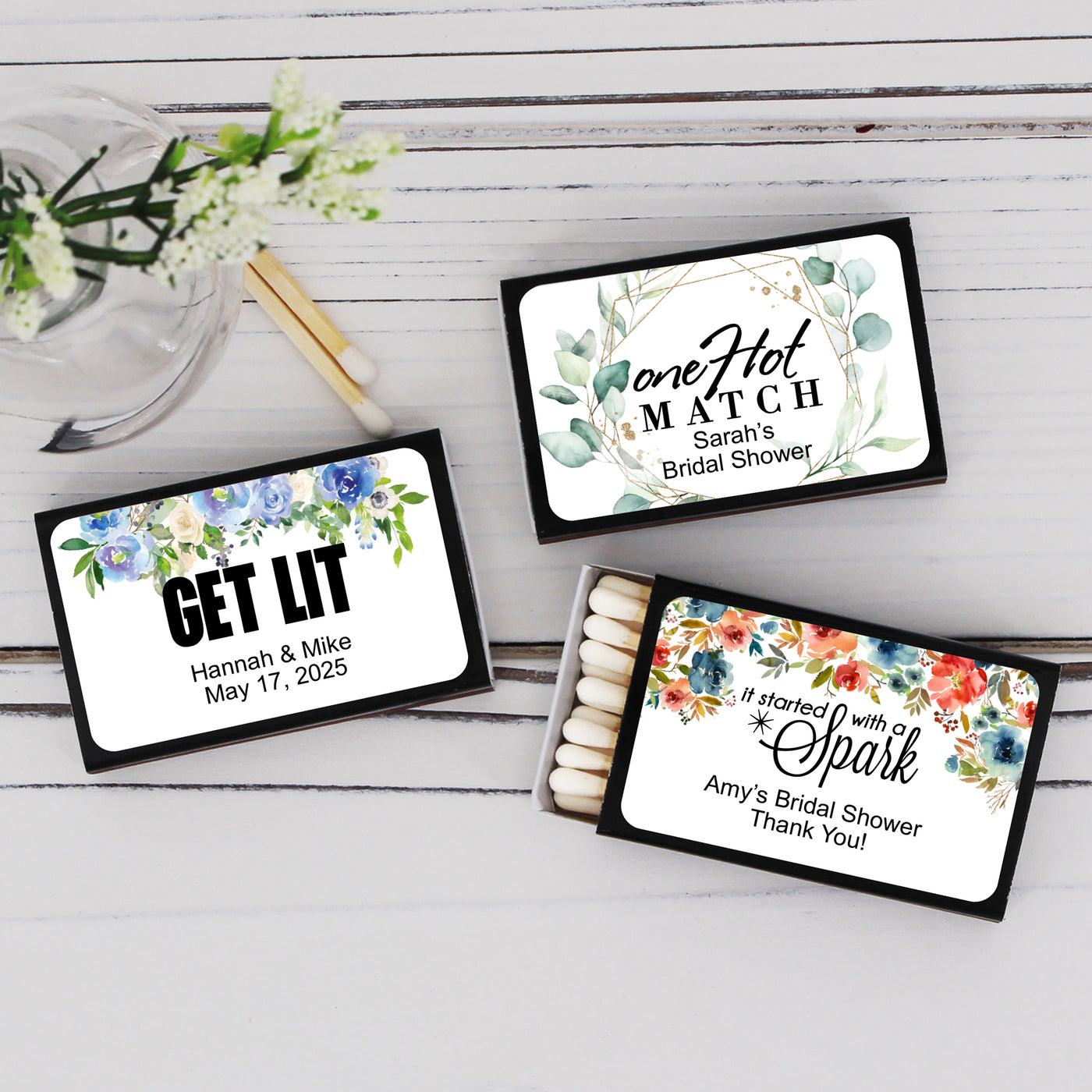 Floral & Botanicals Personalized Matches - Set of 50